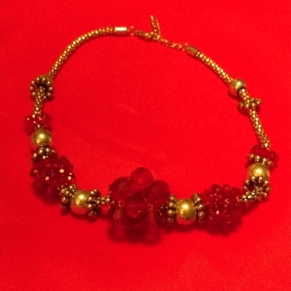 Red and Silver Necklace with extension